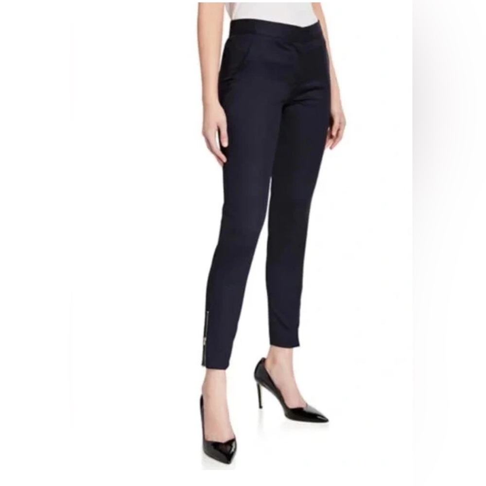 STELLA McCARTNEY Vivian Wool Ankle Zip Pants Cropped Slim Pants Navy